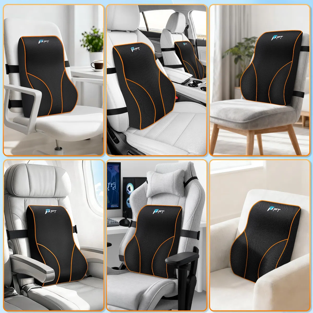 POOTACK Lombare Sedia Ufficio, Cuscino Supporto in Memory Foam, Cuscino Lombare Auto, Cuscino Lombare Auto, Supporto Schiena Sedia Gaming e poltrona reclinabile migliora la zona di comfort lombare