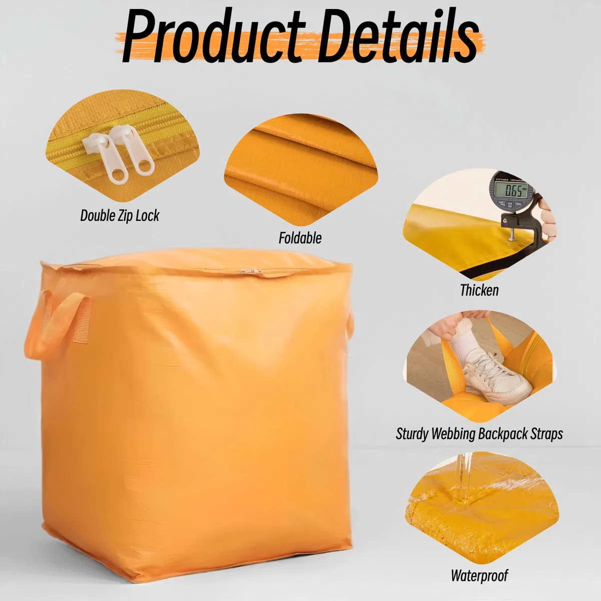 Confezione da 3 borse da trasloco resistenti, 240 l, colore: giallo