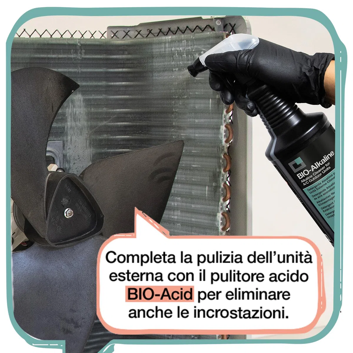 ERRECOM Kit Pulizia climatizzatori, Include Clima-Net 1L detergente Pulizia unità Interna e filtri, Cover Protettiva Wally, Bio Alkaline 1L detergente alcalino bio Pulizia unità Esterna, Guanti