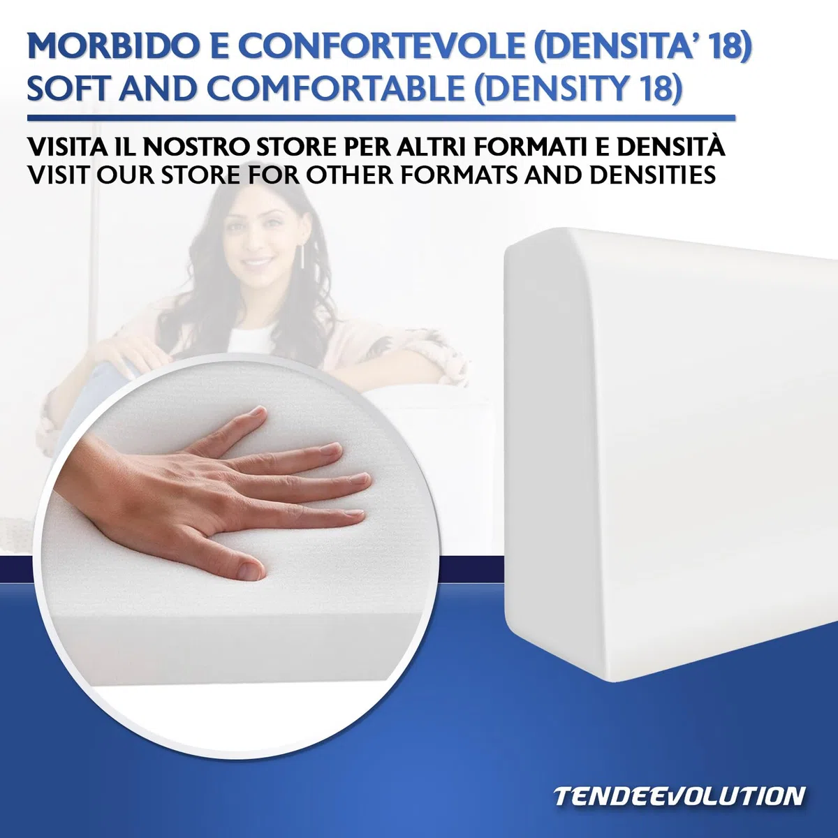 TENDEEVOLUTION Cuscino Schienale Divano Sagomato in Gommapiuma 100 x 25 x 40 Cm. Spalliera Divano o Cuscino Schienale Letto a Ponte, Gommapiuma Per Divani e Poltrone Indeformabile