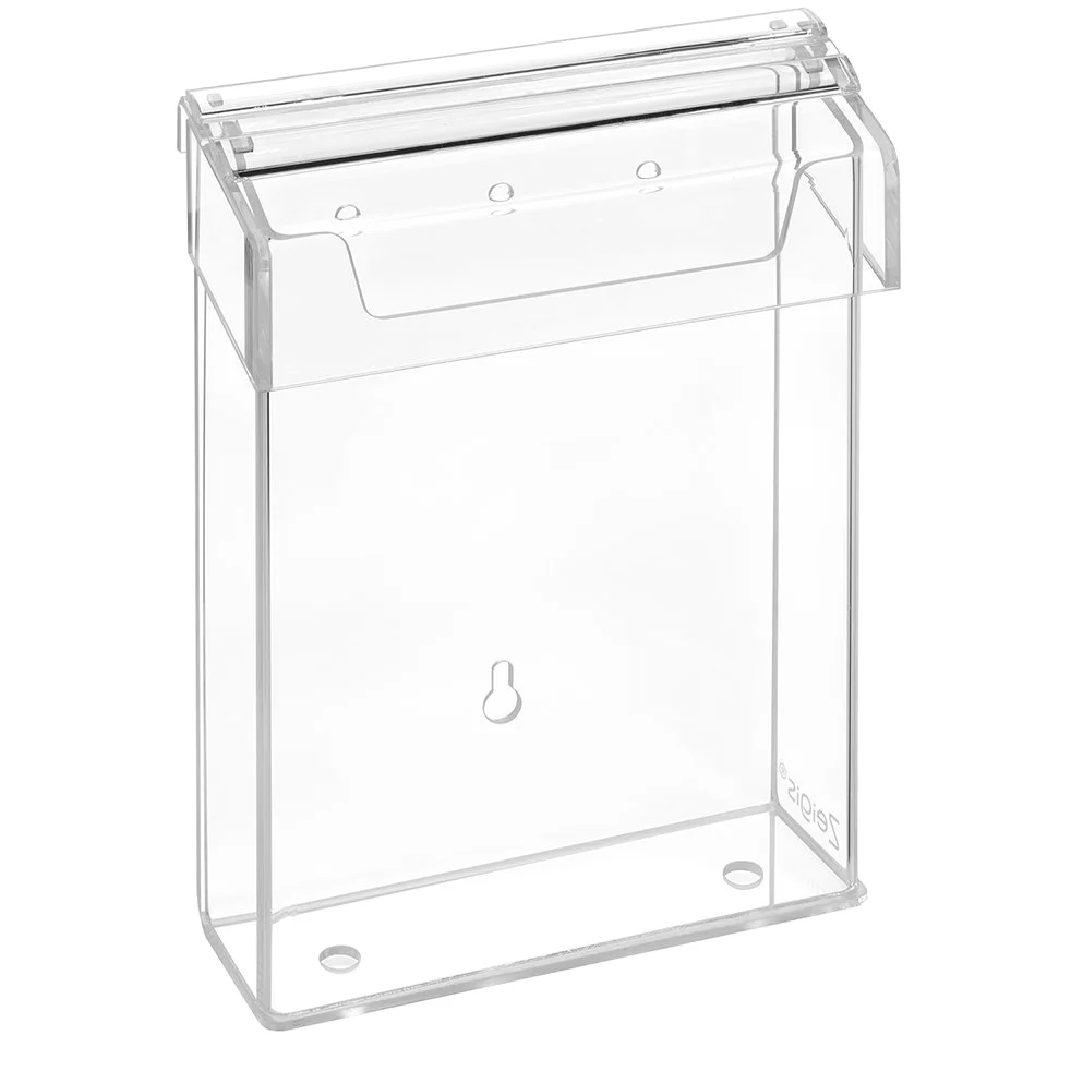 zeigis® – Espositore per volantini in formato verticale DIN A5, resistente alle intemperie, per l’ambiente esterno, con coperchio, in vetro acrilico trasparente