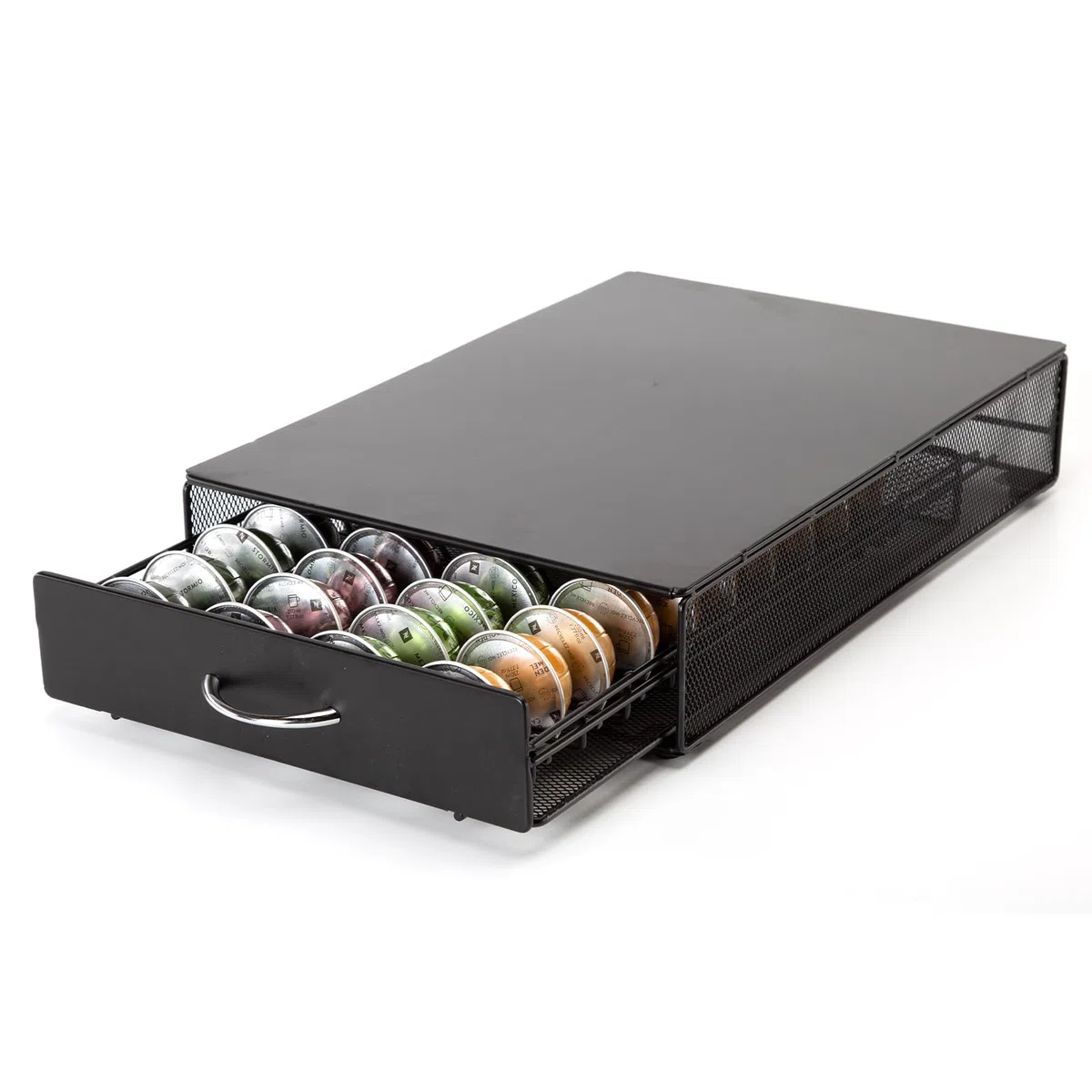 Cassetto Porta Cialde caffè,Porta Capsule per caffè Compatibile con Dolce Gusto,Nespreso Vertuo Capsules,Capacità: 40 capsule,Nero.
