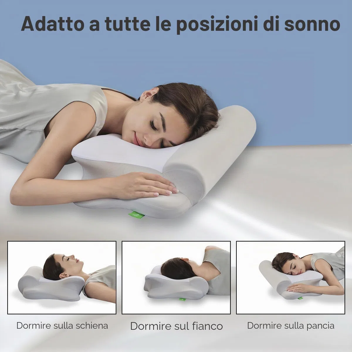 Z-hom Cuscino Cervicale, Memory Foam, 39 x 60 x 10/12 cm comodo cuscino cervicale per dormire, ideale per chi dorme sul fianco, Federa Sfoderabile e Lavabile