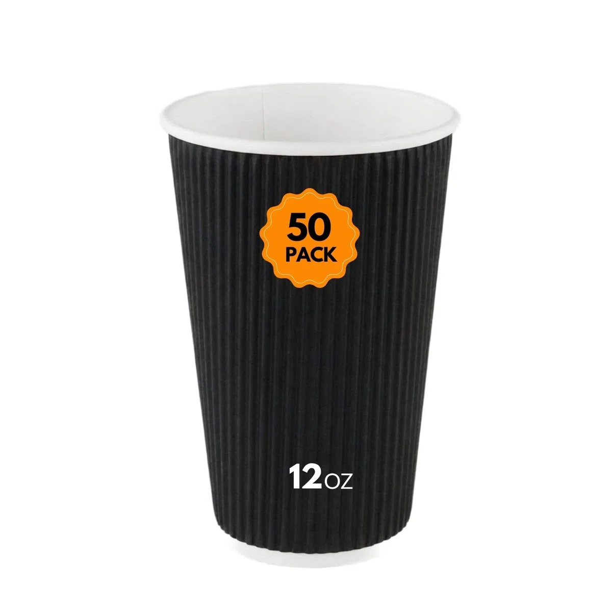 Tazze da caffè usa e getta nere ondulate da 350 ml, isolate, a tripla parete, per bevande calde, da asporto, confezione da 50