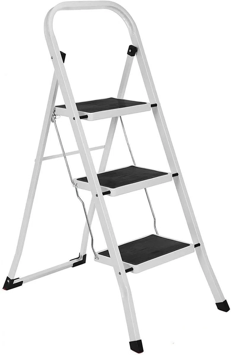 CILVANI Sgabello in acciaio laccato con 3 gradini antiscivolo