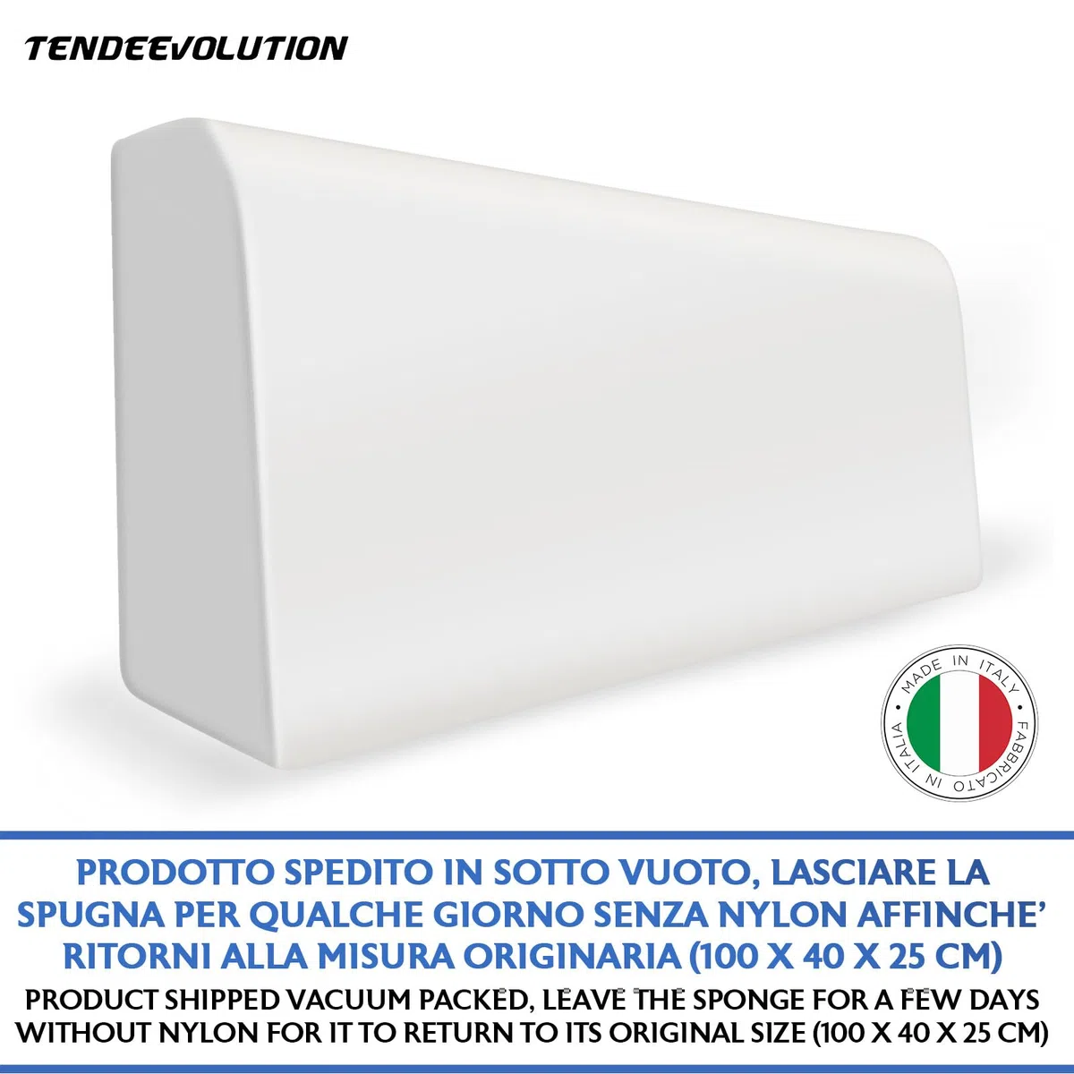 TENDEEVOLUTION Cuscino Schienale Divano Sagomato in Gommapiuma 100 x 25 x 40 Cm. Spalliera Divano o Cuscino Schienale Letto a Ponte, Gommapiuma Per Divani e Poltrone Indeformabile