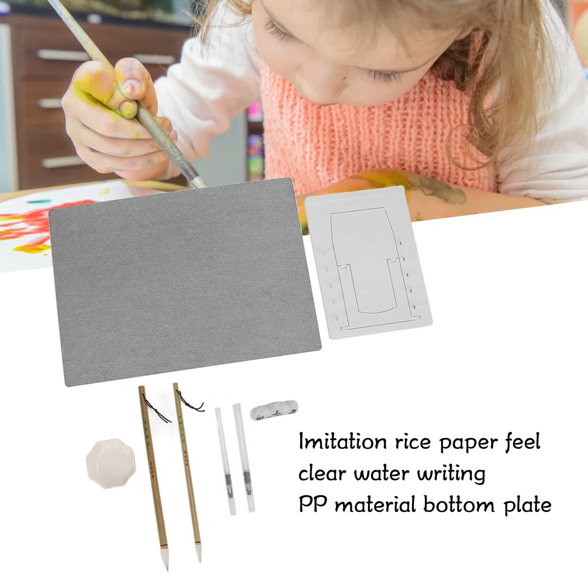 Water Doodle Mat Tavolo da disegno Acqua trasparente Scrittura PP Piastra inferiore riutilizzabile Supporto pieghevole Buddha Meditation Art Board per l'apprendimento