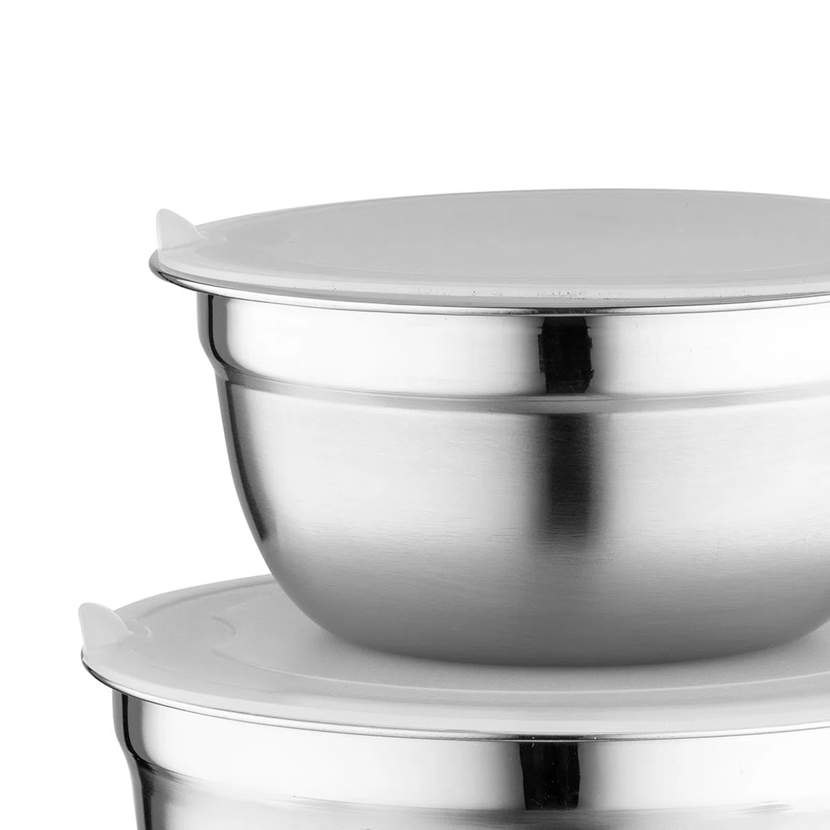 FLORINA Set di 3 Ciotole Acciaio Inox Cucina I 14 16 18 cm I Ciotola per Impasti con Coperchio Ermetico I Insalatiera per Insalata Lavabile in Lavastoviglie I Ideale per Cucinare e Cuocere I Argento