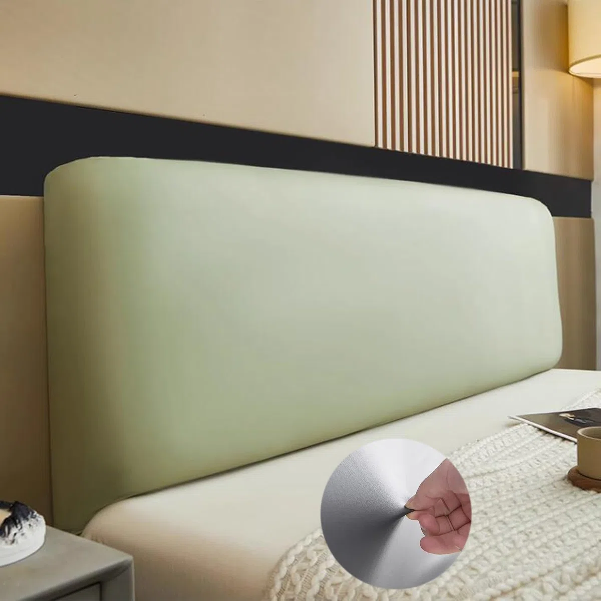 Copritestiera Letto Matrimoniale Ecopelle Copri Testata Letto Matrimoniale/Singolo Una Piazza E Mezza Elastica Universale Copertura Per Testiera Per Letto Protezione(Color:Matcha color,Size:140-160cm)