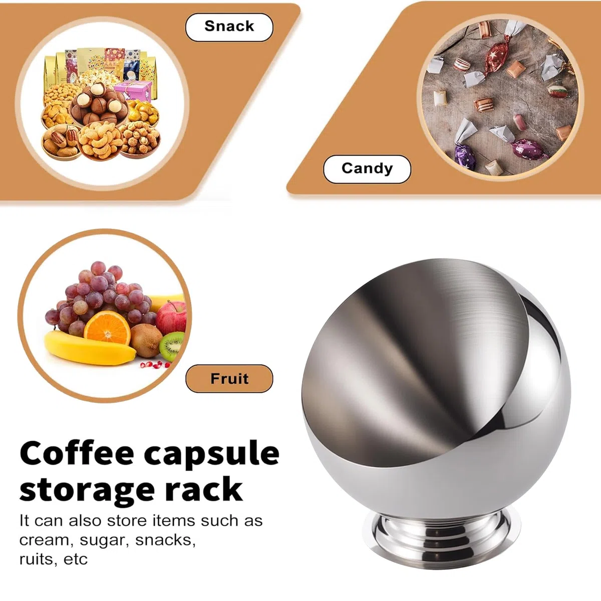 Porta Capsule Caffè in Metallo, Portacapsule con Ampia Apertura Inclinata e Base Antiscivolo per Piano Cucina, Bar Caffè e Decorazione Soggiorno