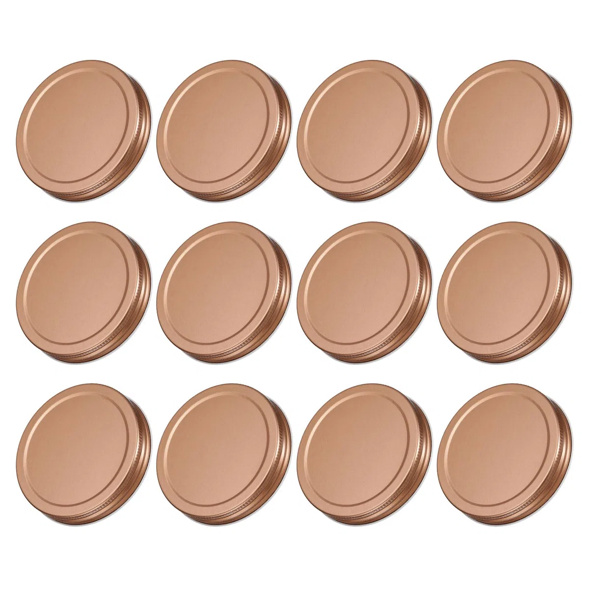 QUARKZMAN 45pz Coperchi per Barattoli Mason Jar, 86mm/3,39" Tappi in Lamiera Stagnata Bocca Regolare Antigoccia per Conservare Alimenti in Cucina, Oro Rosa