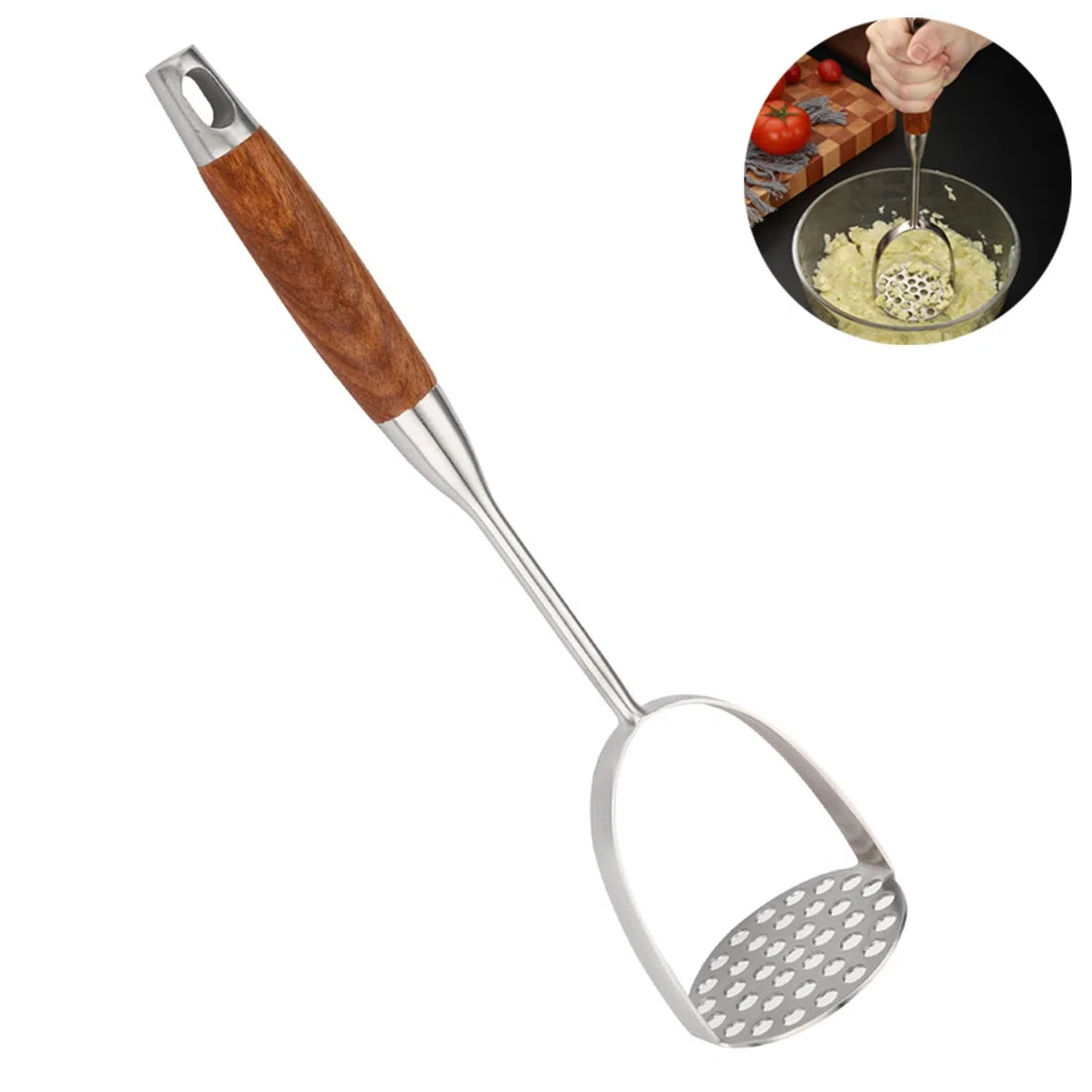 Schiaccia Patate,Utensile da Cucina Schiacciapatate,Pestello per Purée di Patate,Pressa per Verdure in Acciaio Inox, Pressa Manuale in Acciaio Inossidabile per Puree di Patate,per frutta verdura (A)
