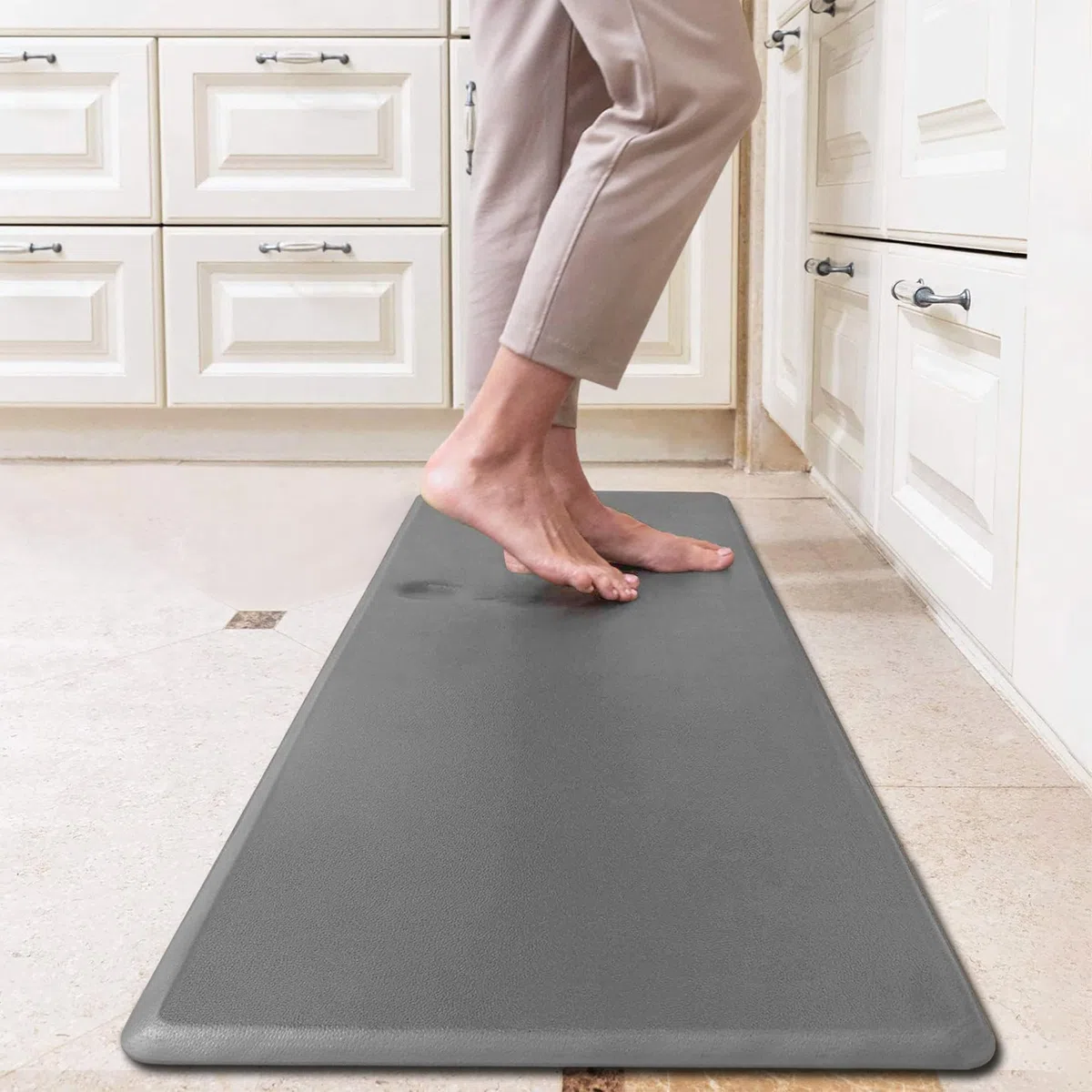 IlGruppone Tappeto Cucina Passatoia Rialzata Lavabile Spessa Antiscivolo Impermeabile Anti Fatica Rimbalzabile Soggiorno Ingresso Ufficio Aderente Antiscivolo Protettivo (Grigio, 44x240 cm)