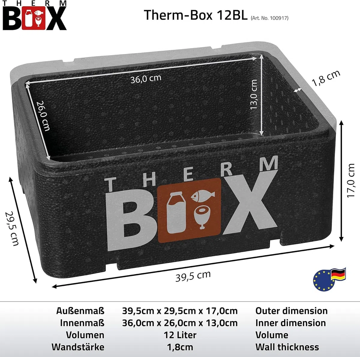 THERM BOX Scatole di polistirolo professionali impilabili da 12 litri fino a 46 l, scatola termica termica stabile e robusta