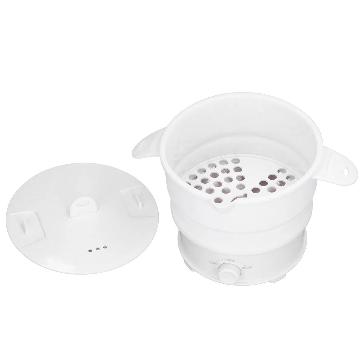 Naroote Fornello Elettrico Pieghevole di Viaggio, Applicazione Elettrica Piegante del Fornello Elettrico Multifunzionale del Silicone del Commestibile 1.2L Ampia con Lo Scaffale del