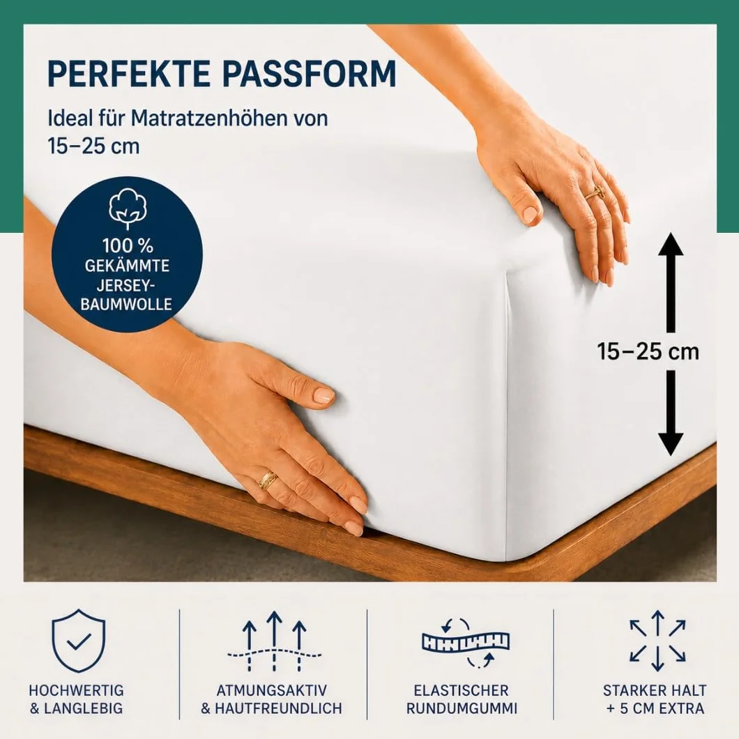 VelvetHome Lenzuolo con Angoli Matrimoniale 200x200 cm King Size, 100% Cotone Pettinato, Jersey per Materassi fino a 25 cm, OEKO-TEX Elastico, Traspirante, Morbido, Blu Scuro