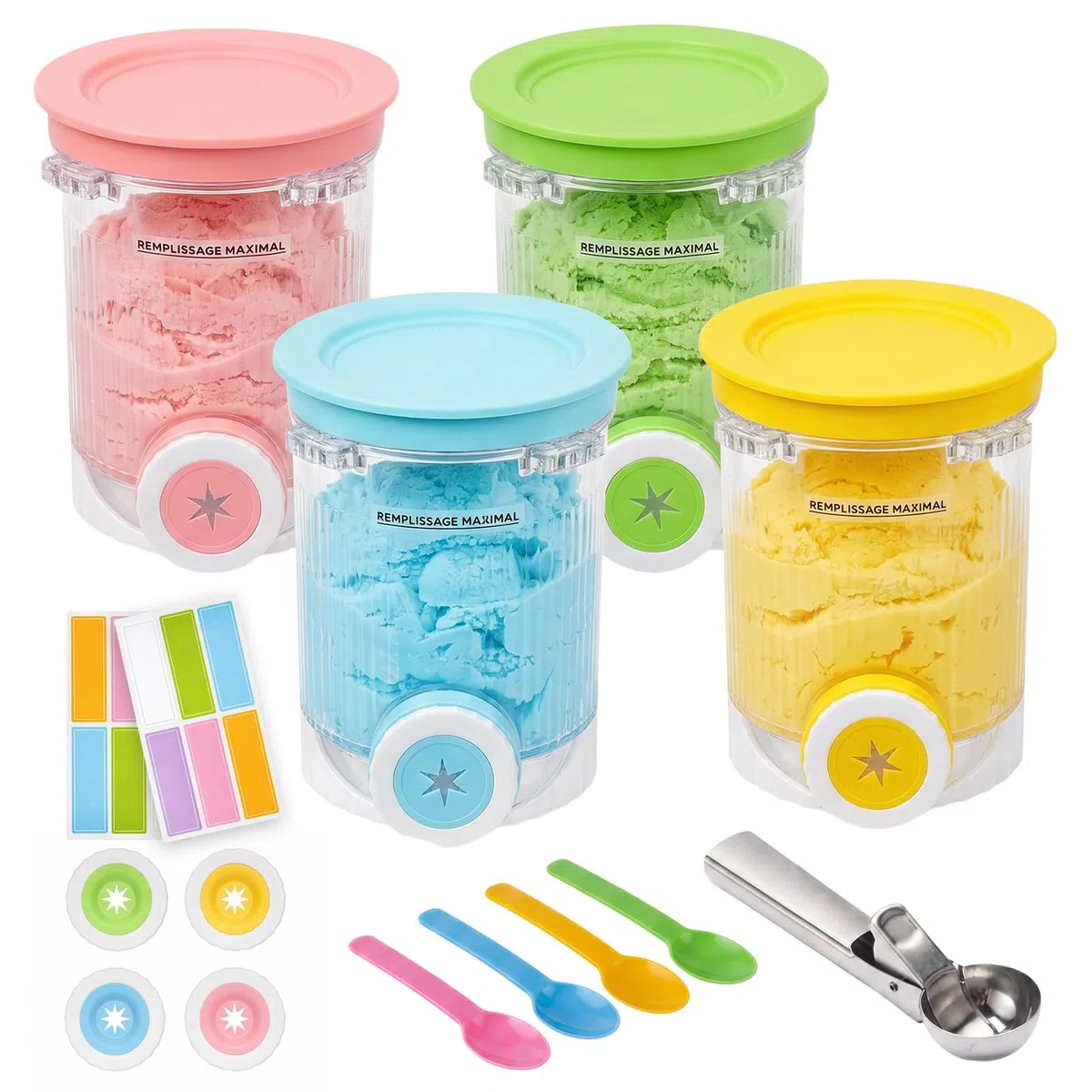 4 Pezzi Contenitori per Gelato, Contenitori per Ninja Creami Swirl, Accessorio per Contenitore per Gelato, per Gelatiere Ninja Creami Serie NC701 e NC700, Lavabile in Lavastoviglie Senza BPA