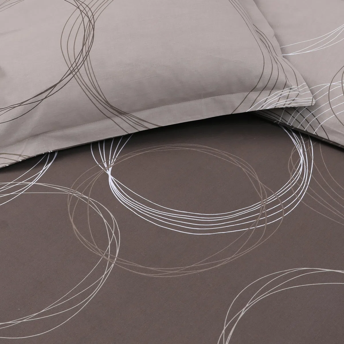 VISION LENNY marrone - 100% cotone - Set Copripiumoni matrimoniale reversibile 260 x 240cm con 2 federe 65 x 65cm per letto matrimoniale maxi - Tessuto morbido e confortevole - Certificato Oeko-Tex