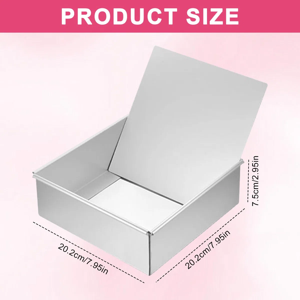 Stampo quadrato da forno da 20,5 cm in alluminio anodizzato con rivestimento antiaderente e fondo rimovibile, stampo quadrato per torta 20,5 cm
