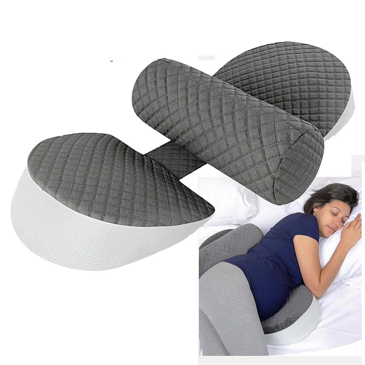 Cuscino regolabile, per gravidanza, portatile, per schiena, pancia, fianchi, cuscino in memory foam, per donne e chi dorme sul fianco con rivestimento traspirante