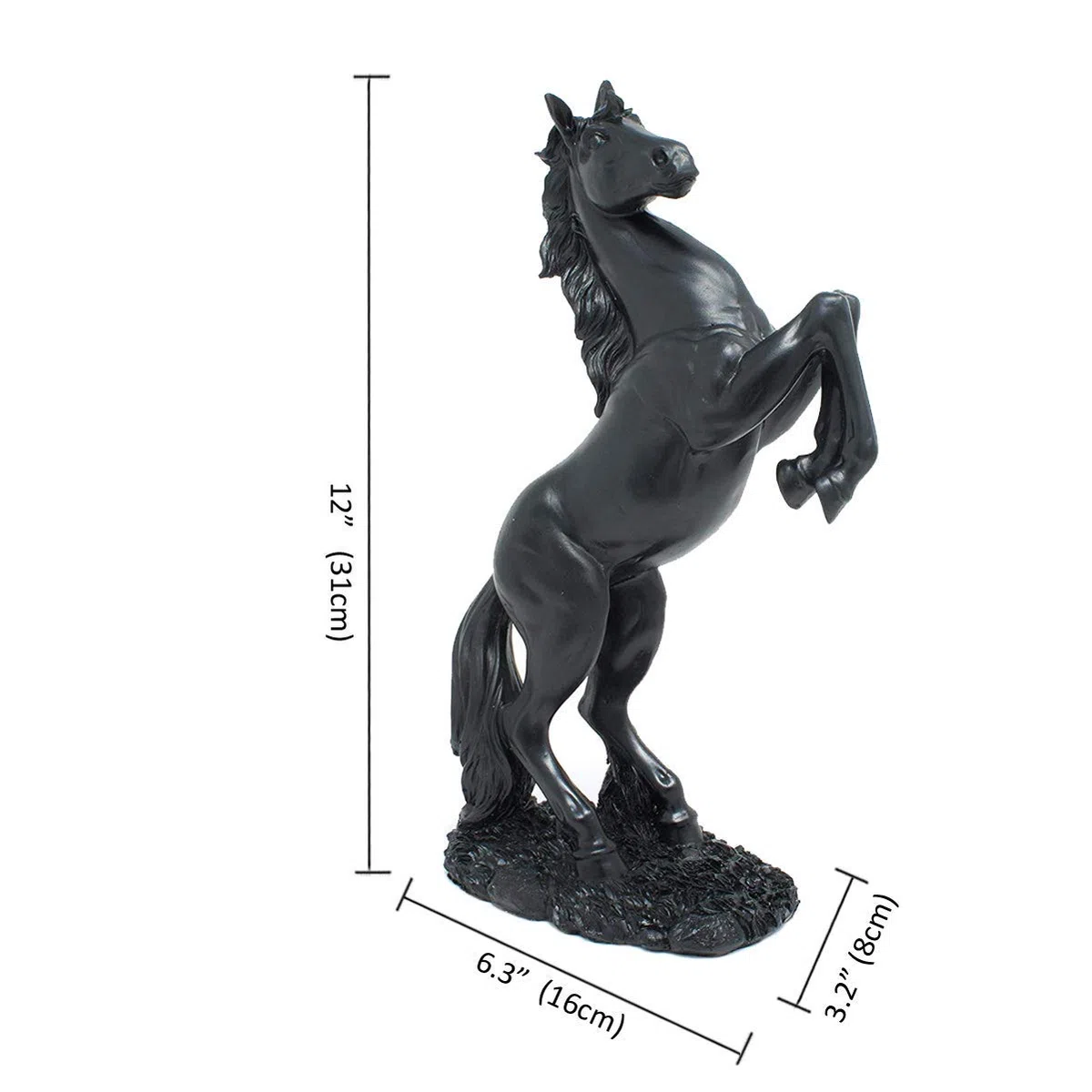 LEPENDOR Statua in resina di cavallo in piedi per la decorazione domestica Scultura di ornamento animale Allevamento Figurina di arte del cavallo Scultura decorativa - Nero