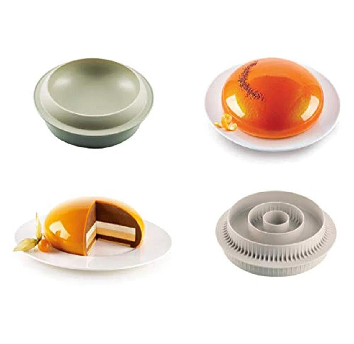 silikomart | Set in Silicone per Torta Moderna GOCCIA + MULTI-INSERTO ROUND, Antiaderente, Confezione da 2 Stampi per Dolci Multiuso, Made in Italy