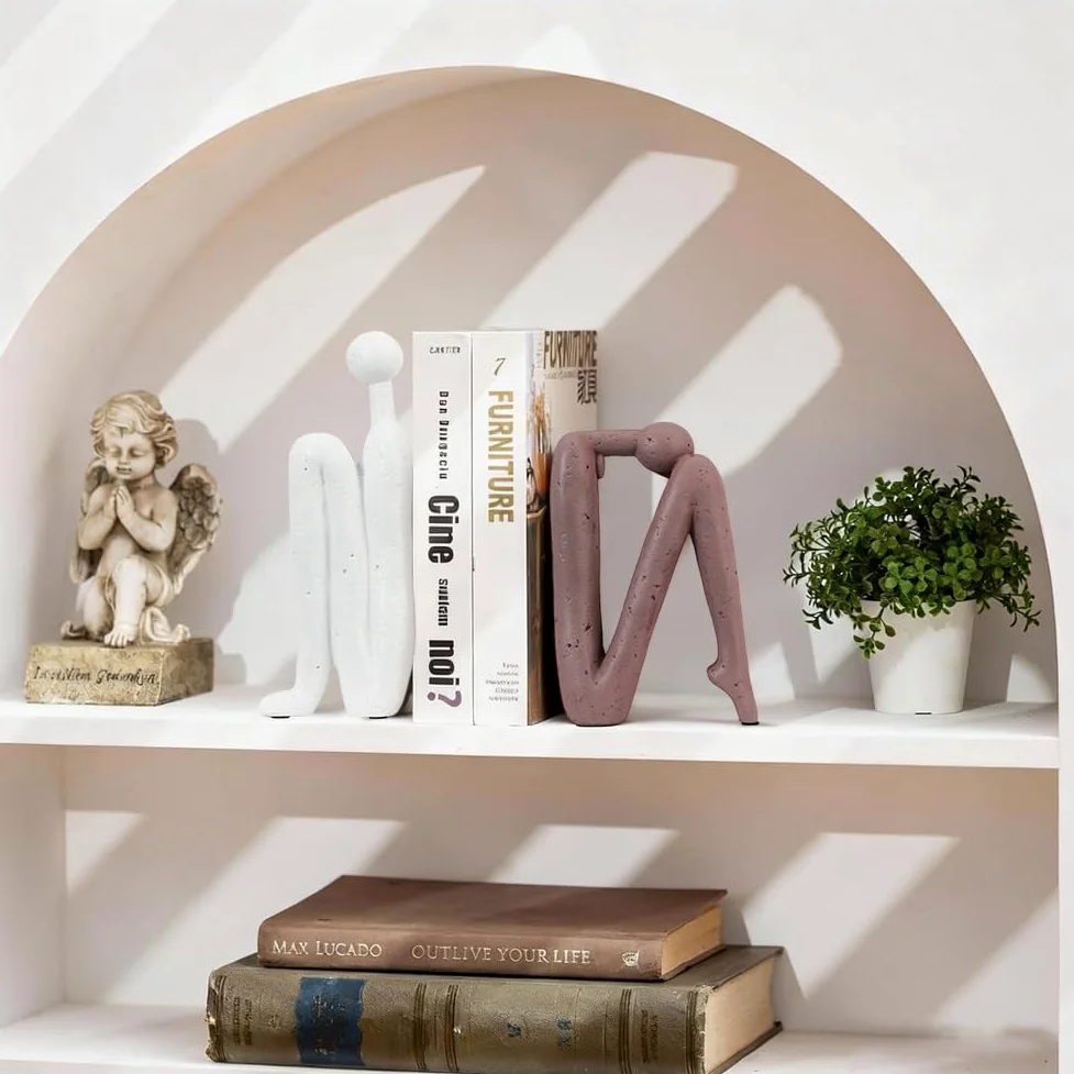 Fermalibri decorativi per libri pesanti, fermalibri in resina artistica a forma di pensatore, decorazione per fermalibri, home office, scrivania, soggiorno, studio, scaffali creativi