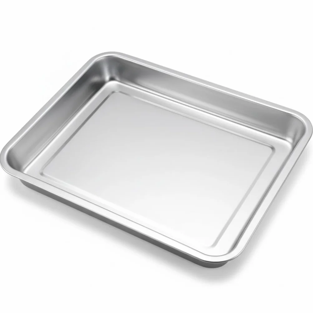 Vassoio da forno professionale in acciaio inox, antiaderente e resistente, dimensioni 45 x 35 x 4,8 cm, ideale per cuocere e servire