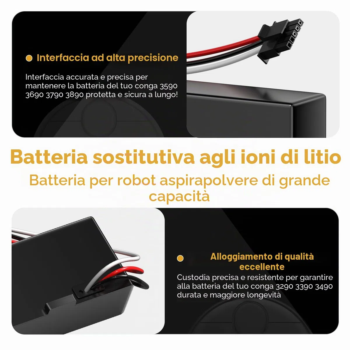 CITYORK Litio 14,4V 6200 mAh Batteria di ricambio per Xiaomi Mop 2s/ Mop p/Mop pro, per Xiaomi Mijia STYTJ02YM, per Conga 3290 3390 3490 3590 3690 3790 3890 Batteria spazzatrice