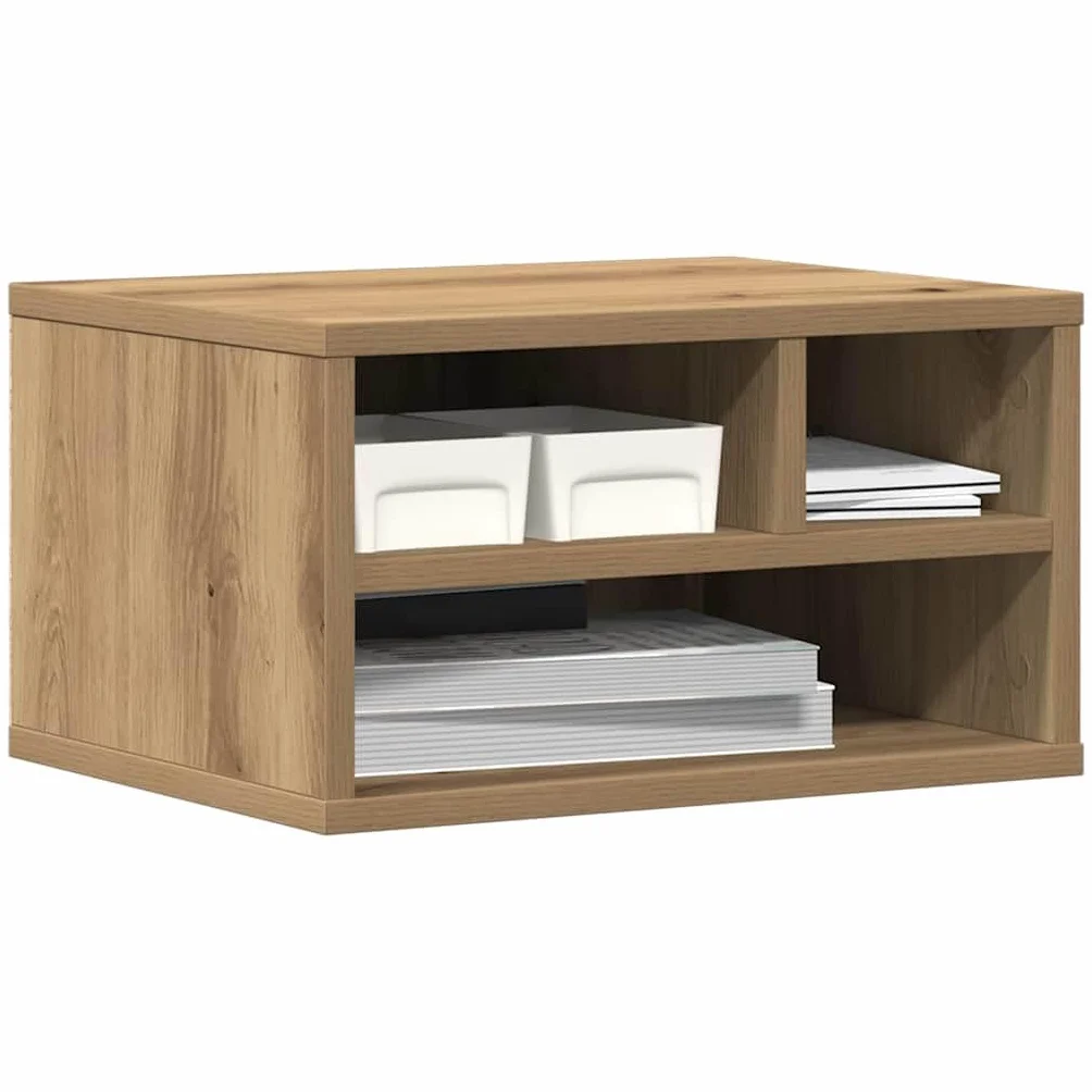 vidaXL Supporto per Stampante Rovere Artigianale 40 x 32 x 22,5 cm, Supporto per Stampante Rettangolare Moderno, Organizer per Ufficio, Legno ingegnerizzato, Accessorio Salva Spazio