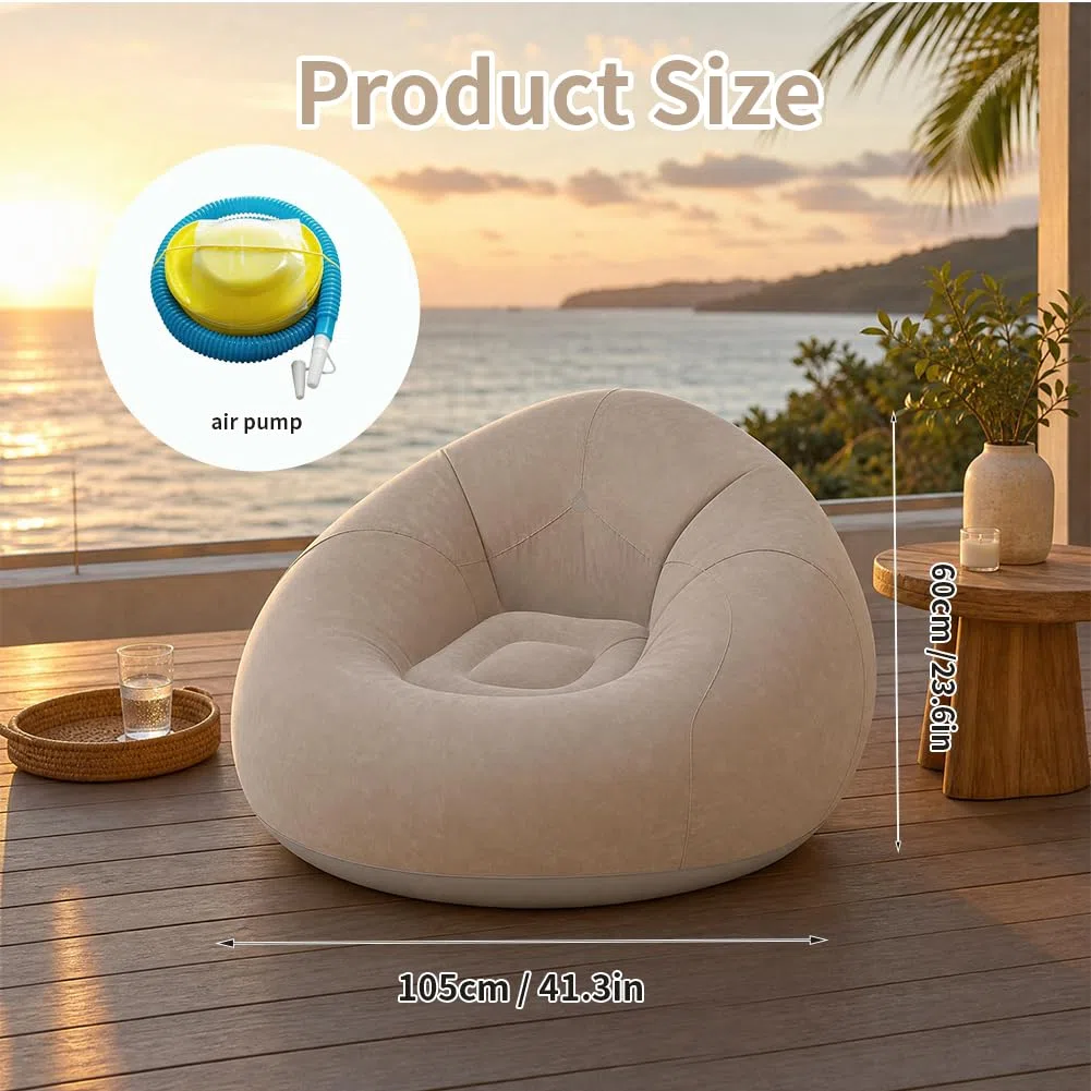 Pouf gonfiabile, sedia gonfiabile, divano, pouf gonfiabile, poltrona gonfiabile per soggiorno, camera da letto, giardino, campeggio (caffè)