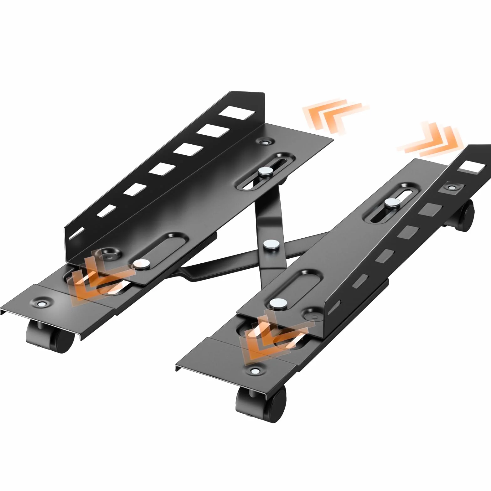PUTORSEN Supporto per PC con Ruote, Supporto per CPU Mobile, Staffa Universale per PC con Larghezza e Lunghezza Regolabili - Nero