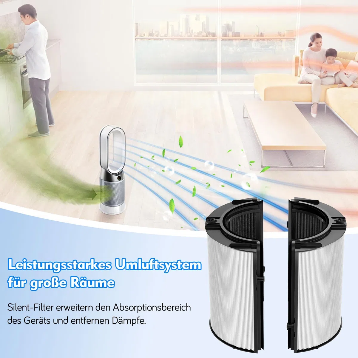 Filtro depuratore d'aria per Dyson, filtro HEPA e carbone 2 in 1, con spazzola, filtro accurato e purificazione dell'aria, compatibile con Dyson TP/HP/DP04/05/06/9/07/P H0