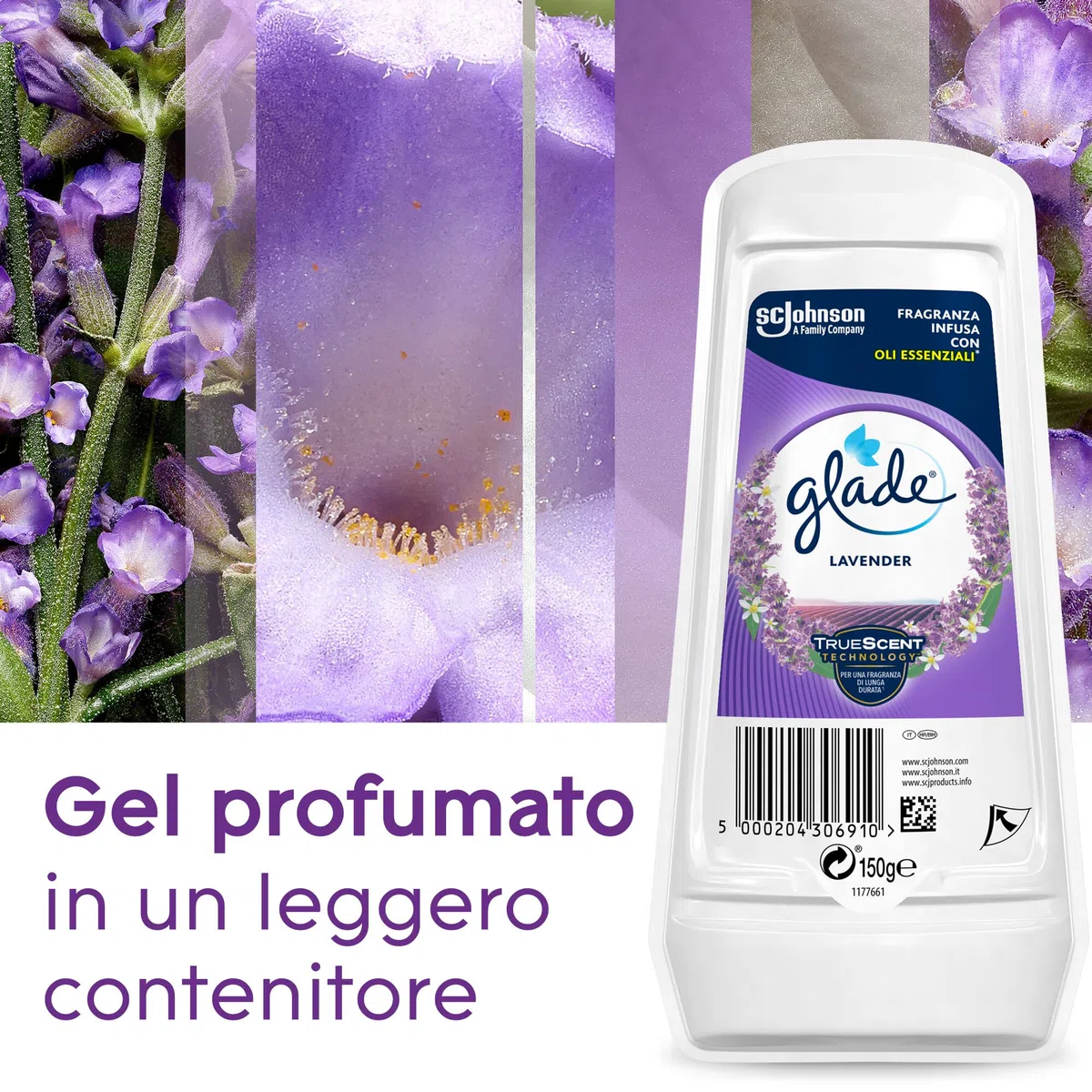 Glade Gel Assorbiodori Profumatore per Ambienti, Per Rinfrescare Stanze e Armadi, Fragranza Lavanda, Formato Scorta 12 Confezioni da 150 gr