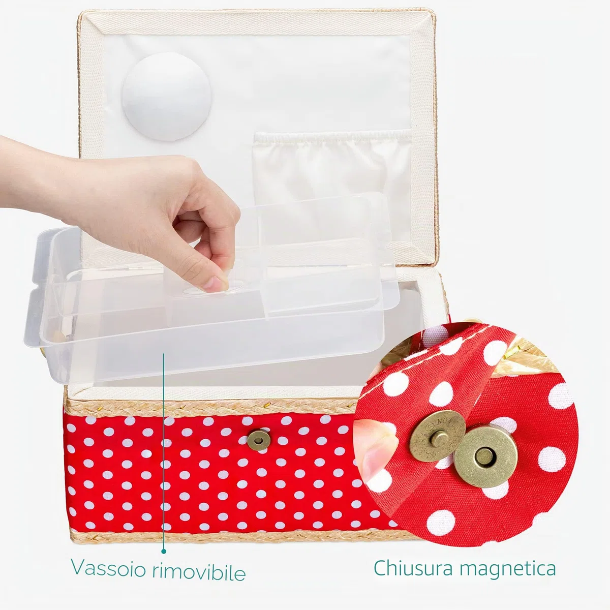 Navaris Scatola Kit Cucito - Valigetta Sarta Professionale 76 Accessori Ricamo - Forbice Ago Spilla Bottone Rivetto Automatico Rocchetto Filo Maglia