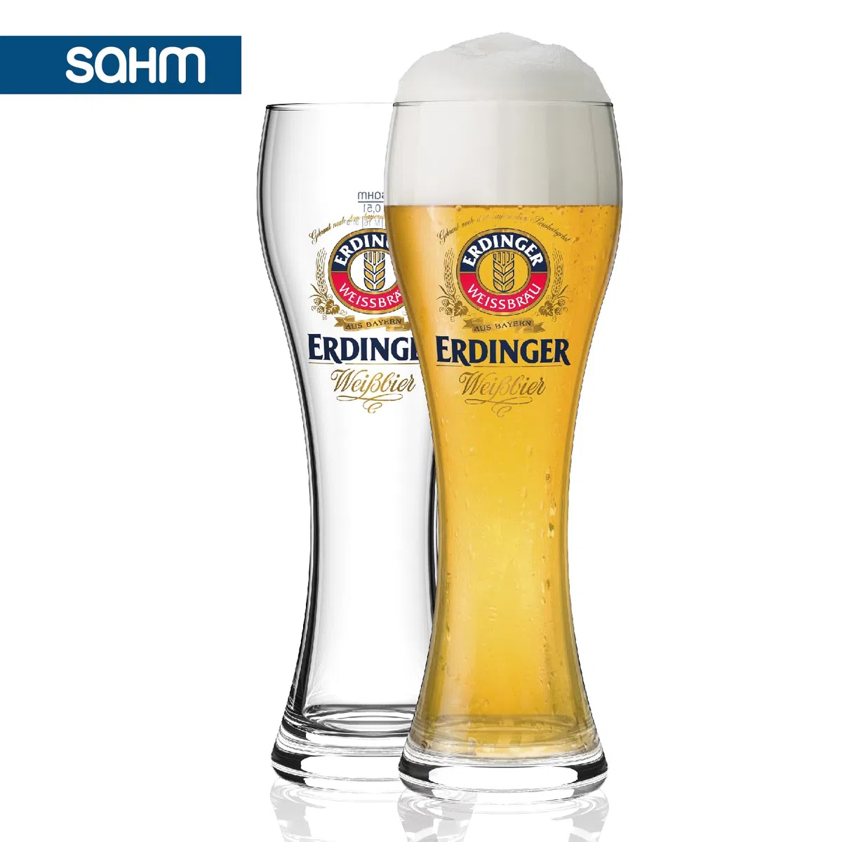 ERDINGER - Set di 6 bicchieri da birra a grano, 0,5 l, ideali come regalo per birra