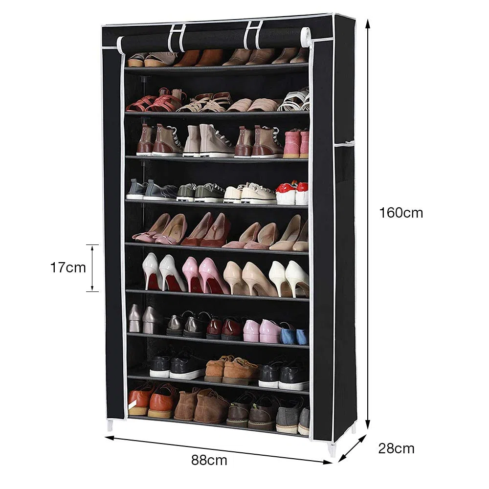 LANTUS Armadio in Tessuto, Guardaroba Pieghevole Salvaspazio, Appendiabiti, Scaffale per Borse, Giocattoli, Scarpe, Soggiorno, Camera da Letto, 88 * 28 * 160 cm (nero)