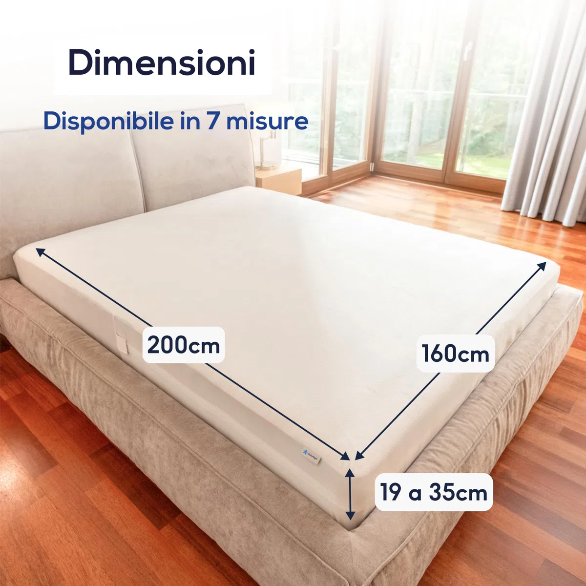Coprimaterasso impermeabile, antiacaro e cimici – Fodera integrale con cerniera – Protezione morbida in cotone – Per materasso matrimoniale 160x200 cm – Altezza regolabile da 9 a 18 cm