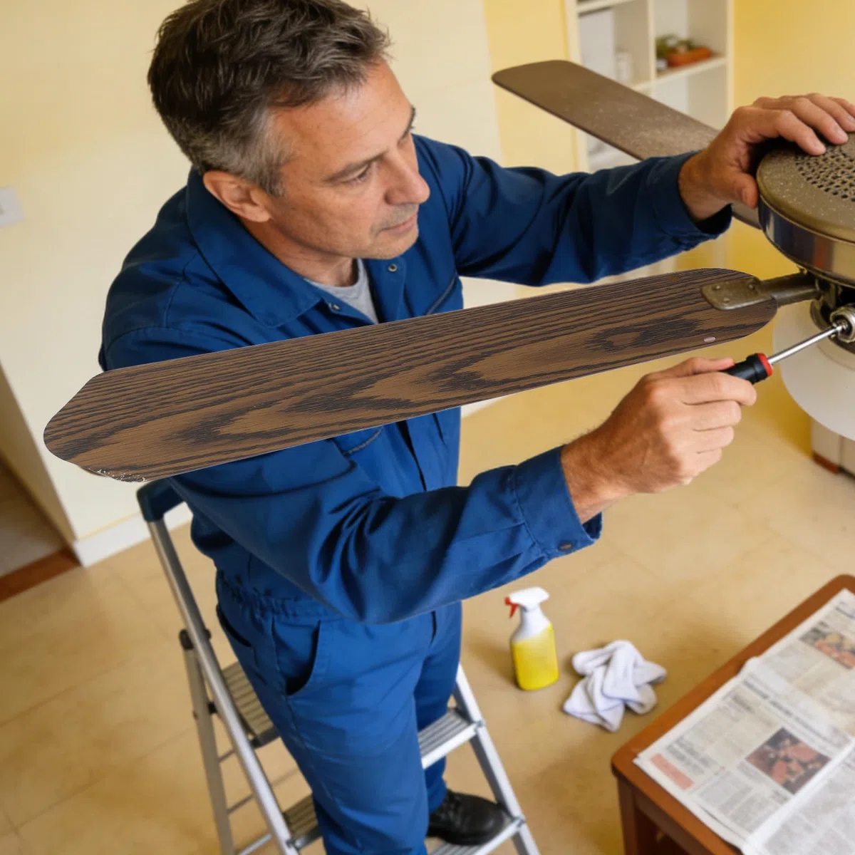 5 pale di ricambio per ventilatore a soffitto - Pale in legno resistenti alle intemperie, lunghe 42 cm con foro da 8 mm - Parte della pala per ufficio, casa e camera da letto