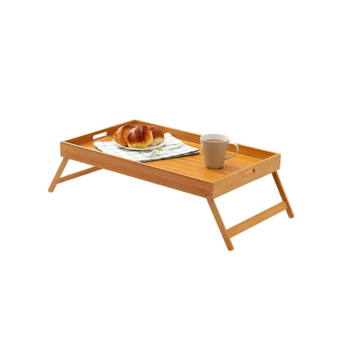 Wintem Tavolino per Colazione a Letto Pieghevole 50x30x21cm in Bambù - Ecologico e Durevole - Ideale anche per Lavorare al PC o per Leggere - Robusto e Stabile - Superficie Liscia Facile da Pulire