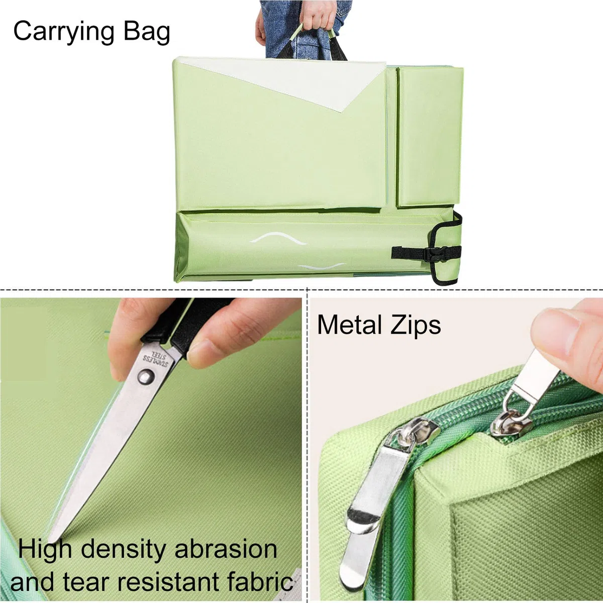 Cartella portadocumenti formato A3, impermeabile, portatile, per pittura, schizzi, con manico, per tavolozza, vernici, matite, pennelli, Verde, A2, Custodia per portafoglio artistico