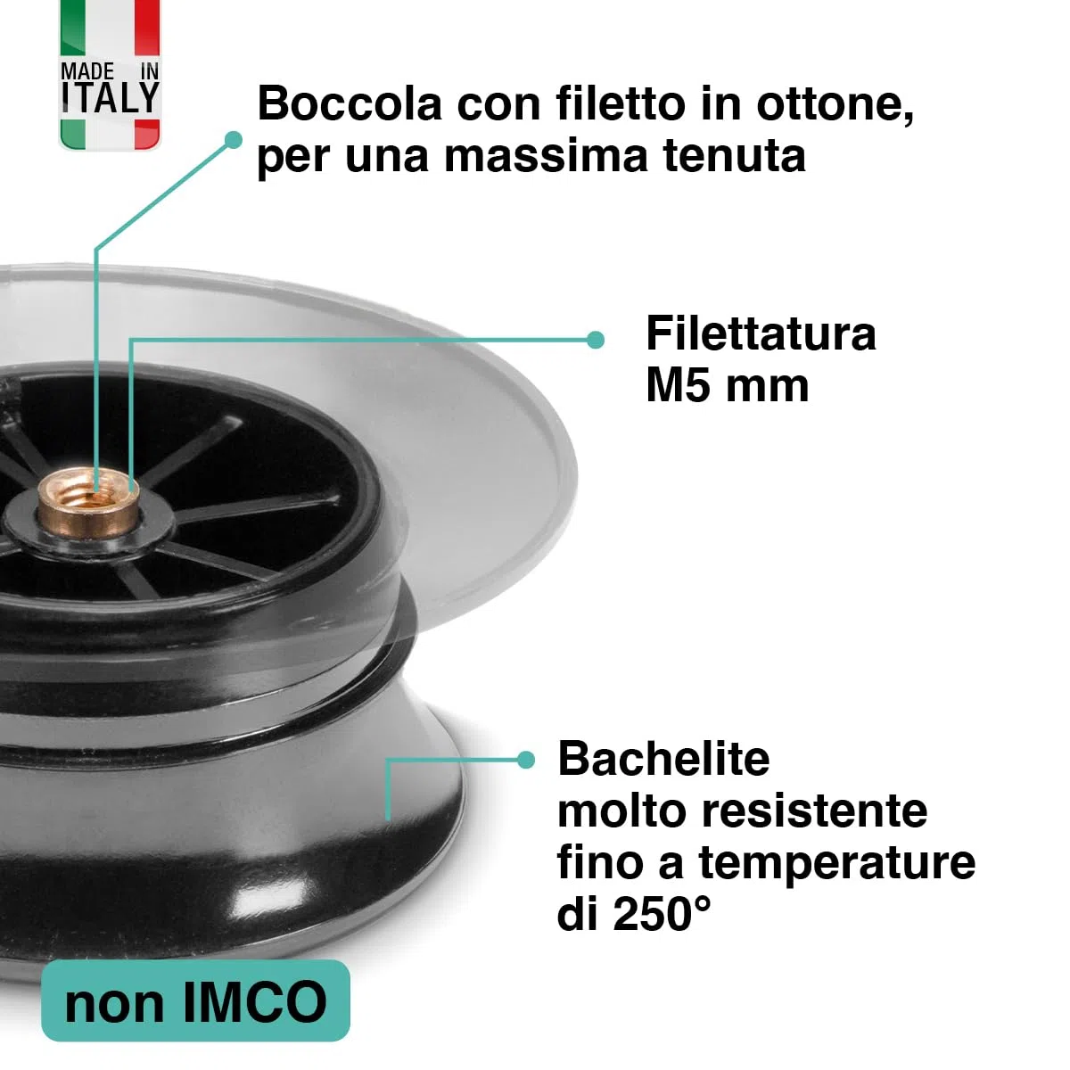 OPPAHA Pomello Universale per Coperchi Pentole 3 Pezzi con Filettatura 5 mm in Ottone e Bachelite Resistente al Calore Compatibile con Vari Marchi