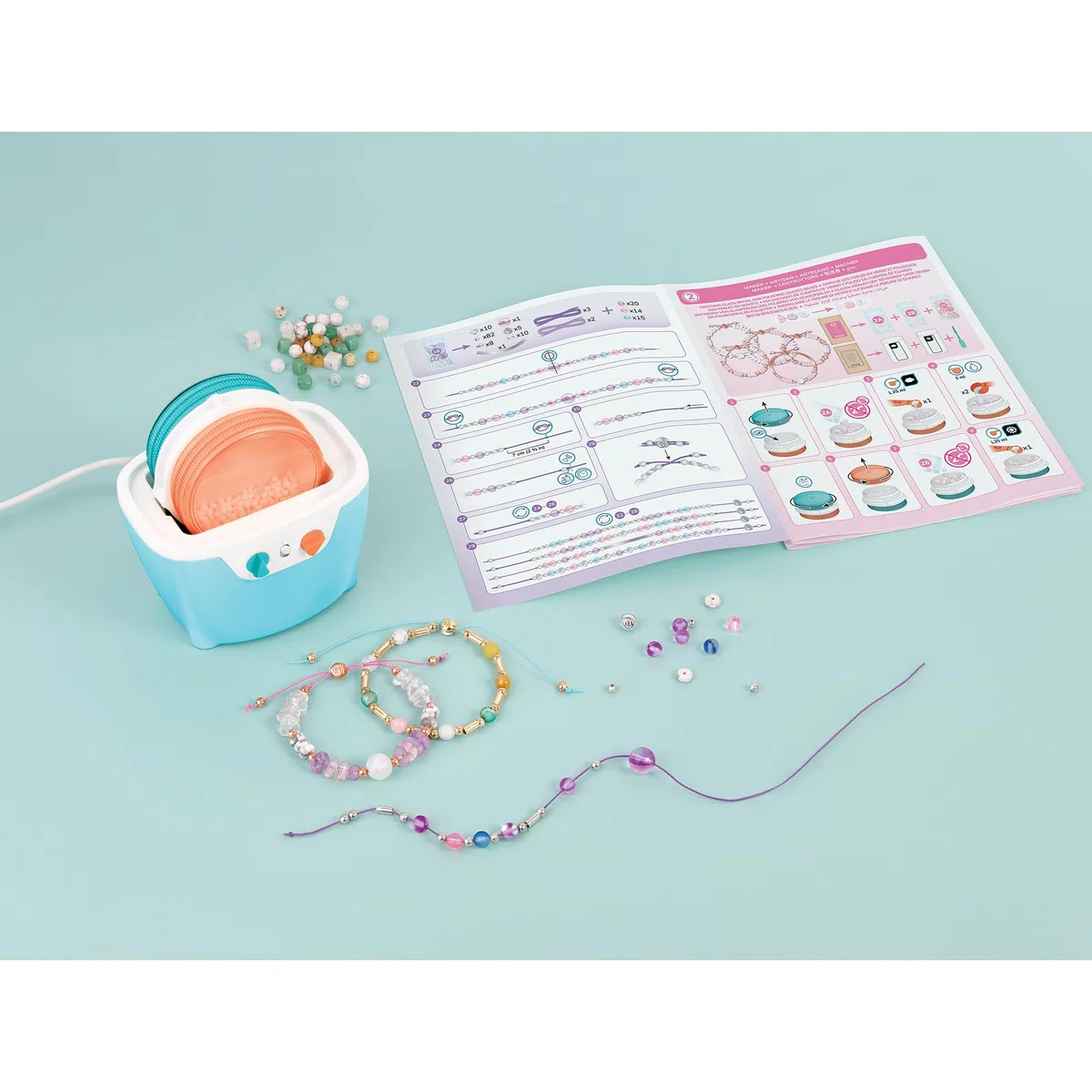 Make It Real Gioielli dalla Natura Lucidatrice e Levigatrice di Pietre e Perline per Gioielli | Kit Creativo con 327 Pezzi per Creare Braccialetti | Gioco Educativo e Artistico per Bambini 8+