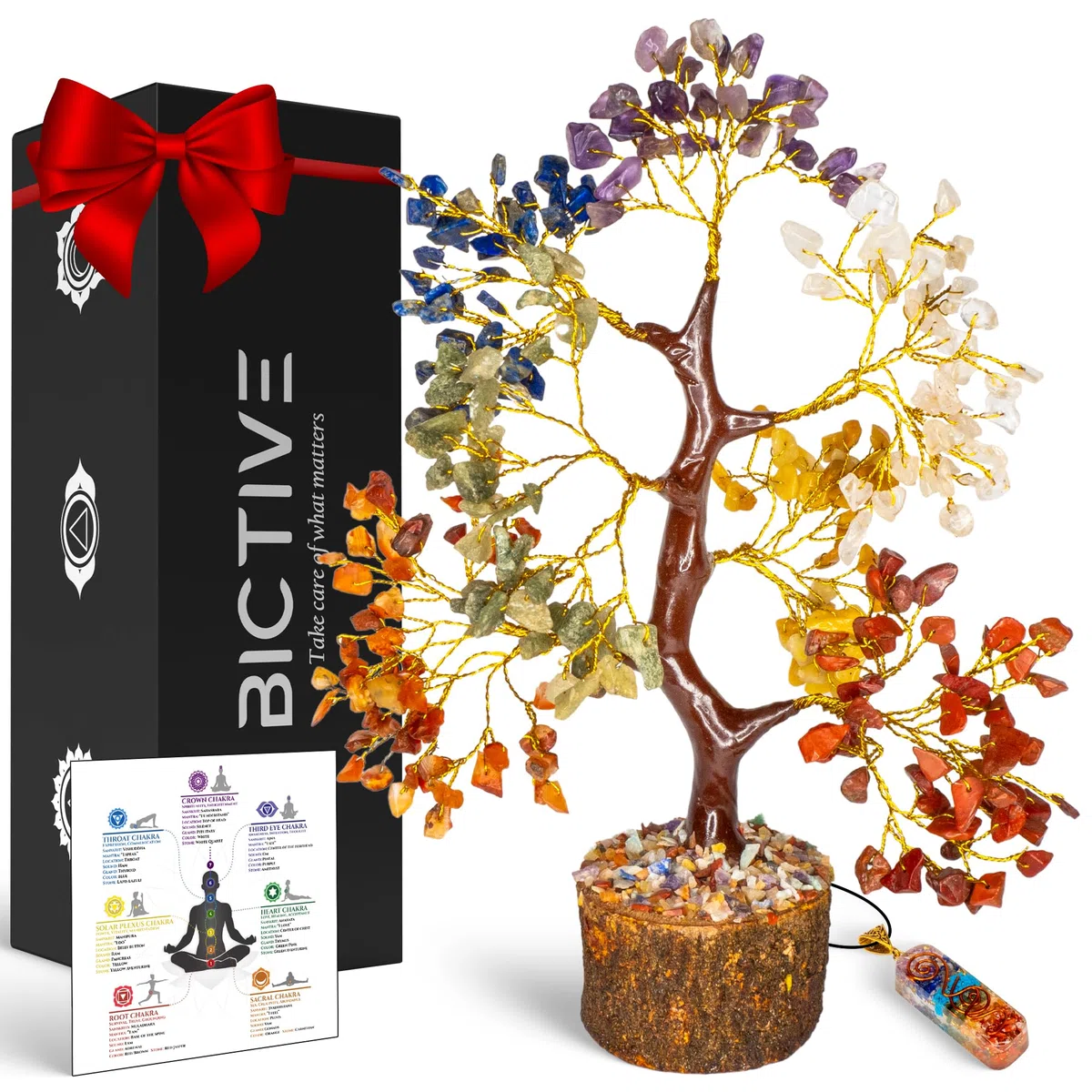 ️ Albero della Vita Pietre Chakra e Collana. Pietre Naturali Curative e Cristalli Chakra, Meditazione Oggetti, Albero della Vita Soprammobile. Idee Regalo Originale per Donna e Mamma