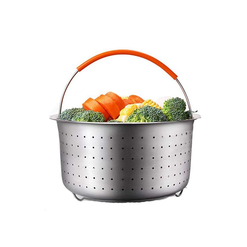 Multifunzione a Vapore Cesto pentola a Pressione, Cottura a Vapore con Egg Steamer Rack Inox 304 Cestello a Vapore Pentola a Pressione Cucina Anti-scottatura a Vapore Multifunzionale per Cucina