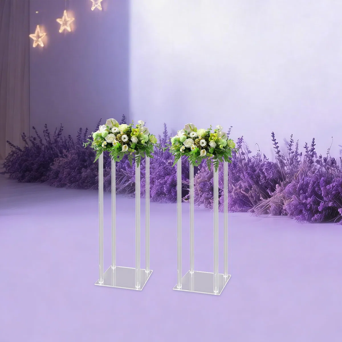Set di 2 supporti per fiori in acrilico, trasparenti, decorazione per matrimoni, feste, compleanni, eventi