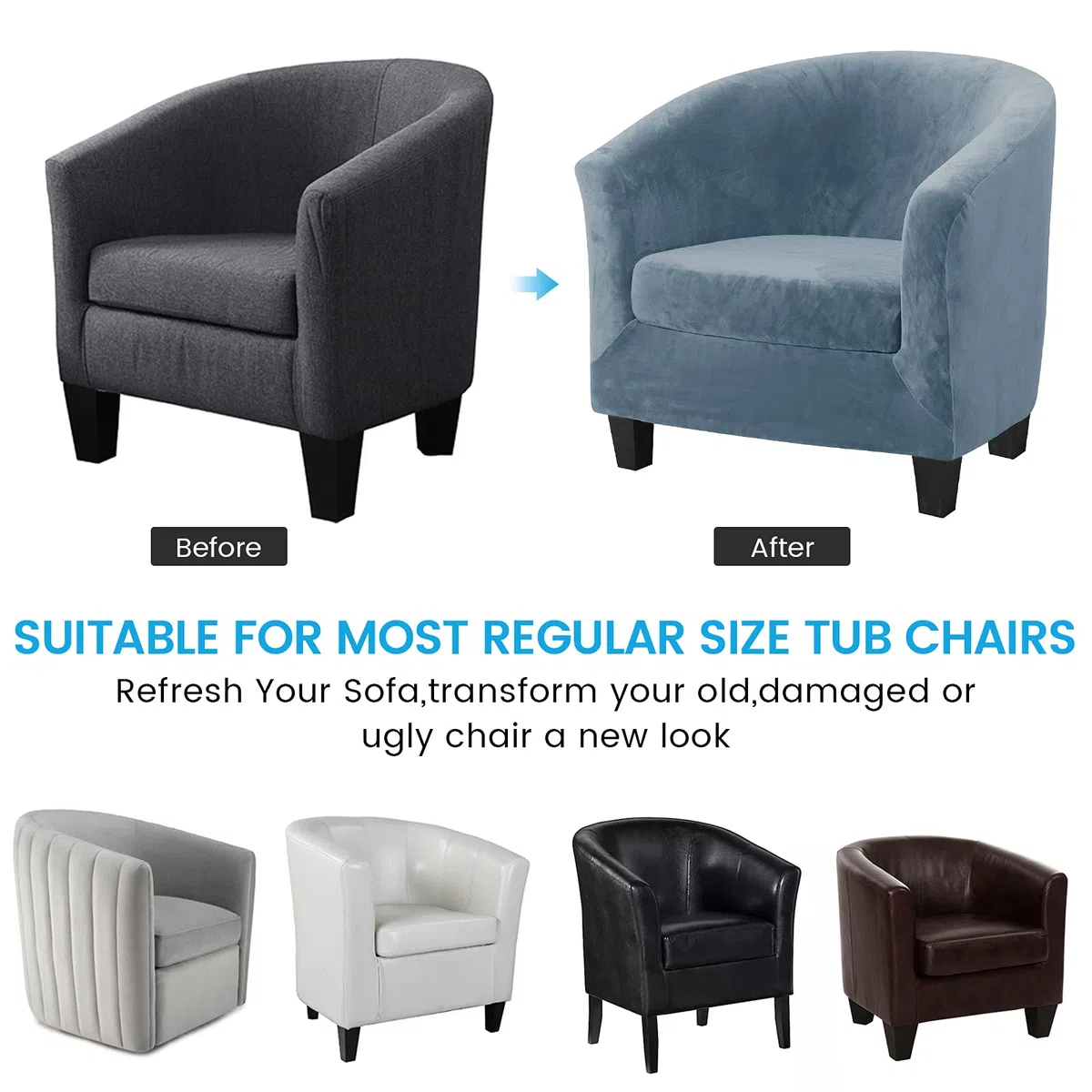 TOPCHANCES Copripoltrona Chesterfield 2 Pezzi,Elasticizzato Fodere Copripoltrona 1 Posto,Velluto Fodera Poltrona Club Tullsta per Bar Soggiorno Camera da Letto Reception