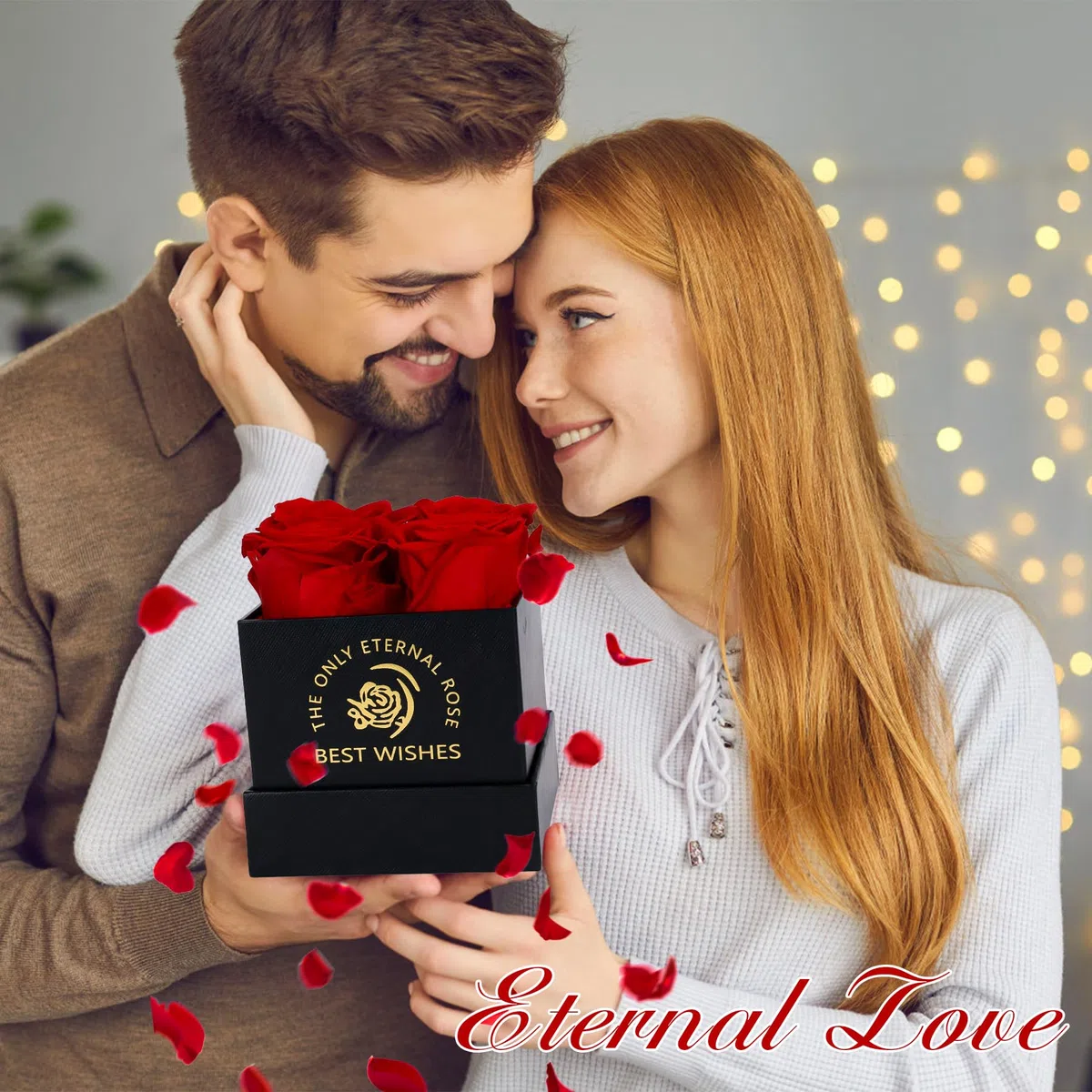 Confezione Regalo con Rosa Eterna, 4 Rose Eterne Rosse Fiore San Valentino Festa della Mamma Anniversario Regali di Compleanno Romantici per Moglie Sorella Mamma Donne
