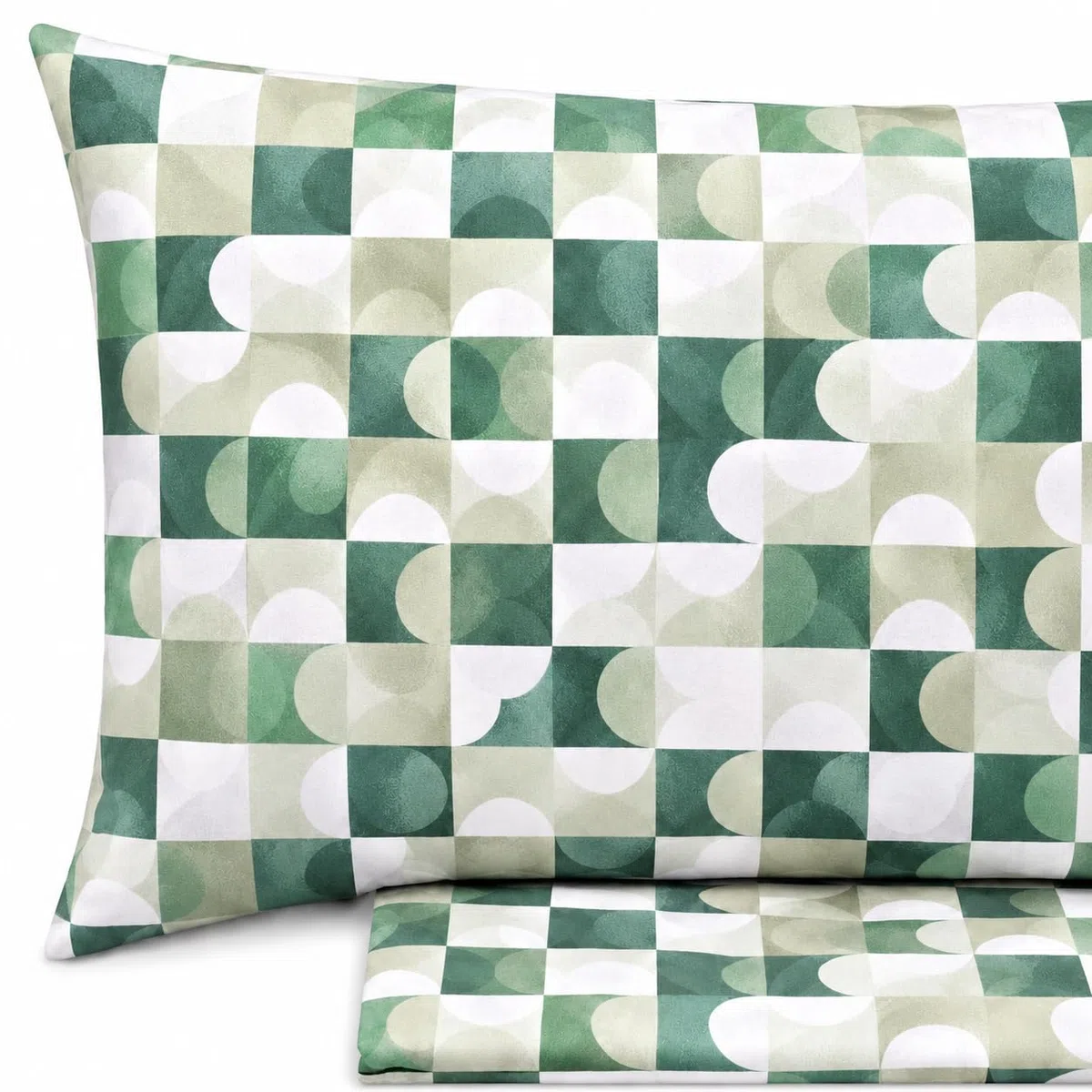Set Lenzuola Matrimoniale in 100% Puro Cotone, Completo letto, Lenzuola sotto con angoli, Sopra e Federe Cuscini, Morbidezza e Comfort Naturale (M174 - Verde, Matrimoniale)