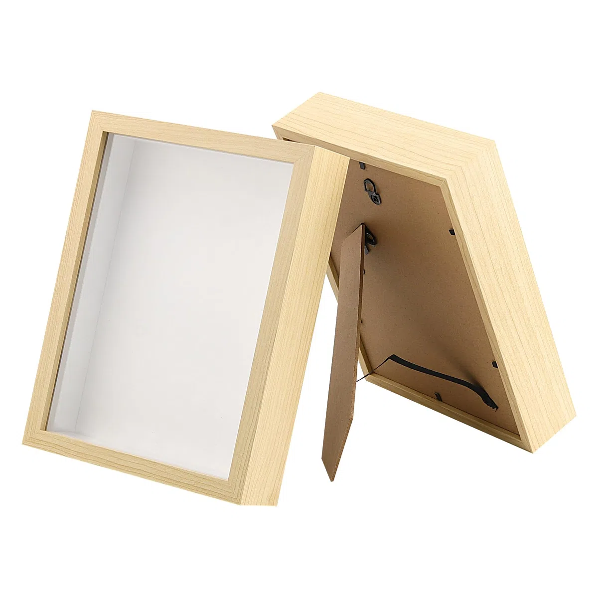 Confezione da 4 cornici in legno, 15,2 x 20,3 cm, per fiori e cimeli, in legno naturale con parte anteriore in acrilico, profondità 3 cm